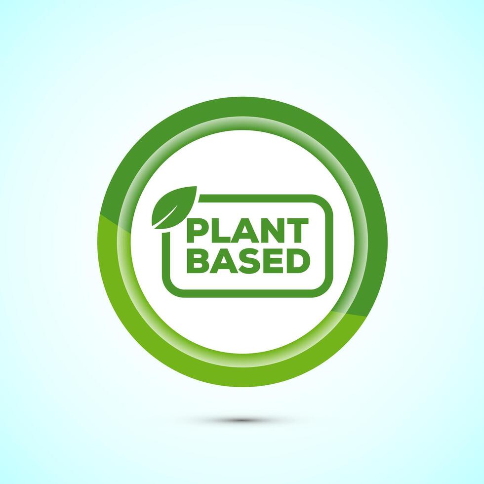 Plant based product icon design illustration. plant based food, natural ingredients. Green color button design vector