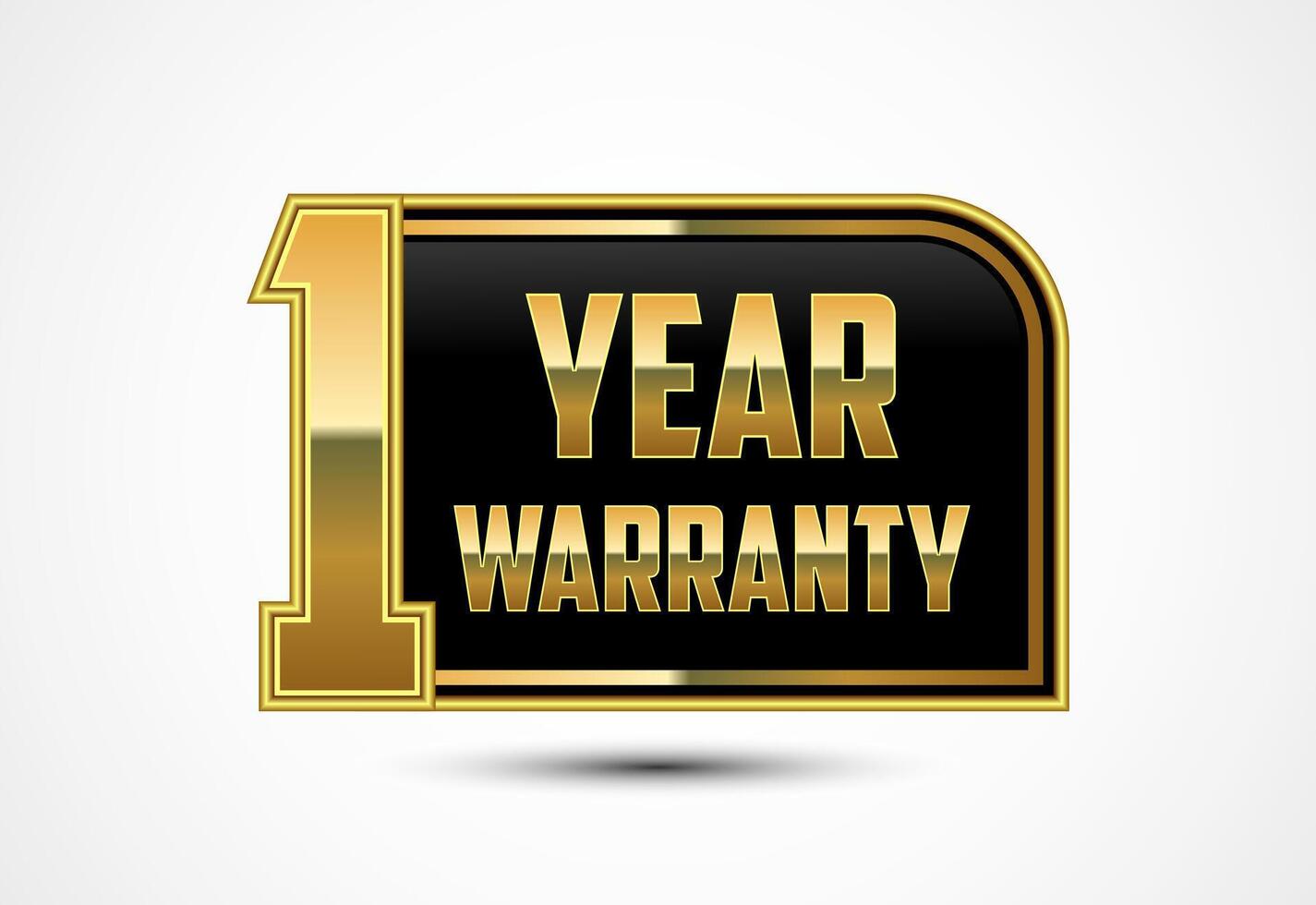 Luxury 1 year warranty label, badge, icon with gold and black color vector