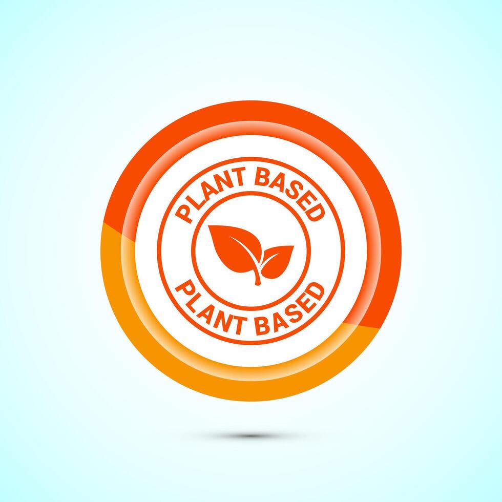 Plant based product icon design illustration. plant based food, natural ingredients. Orange color button design vector