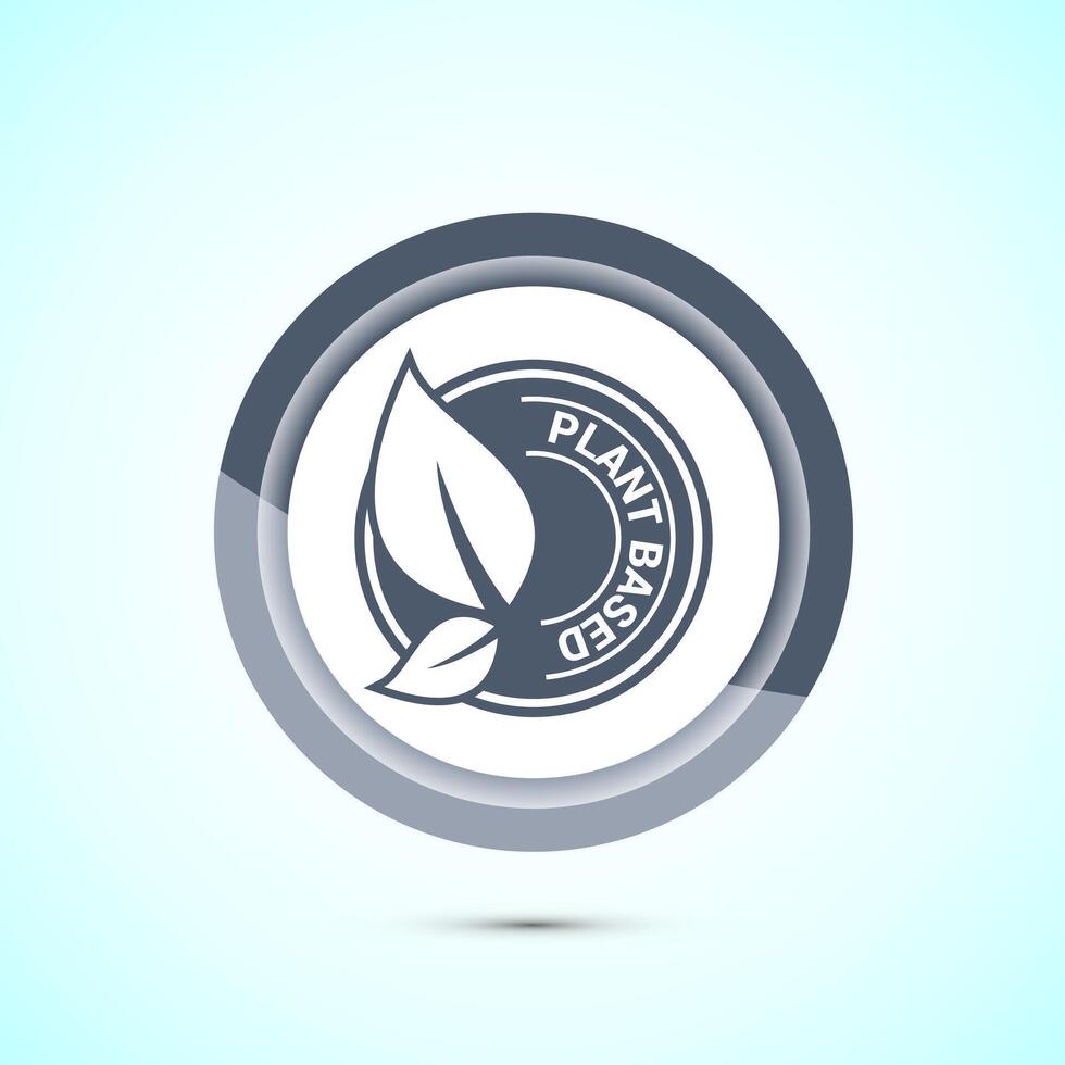 Plant based product icon design illustration. plant based food, natural ingredients. Gray color button design vector