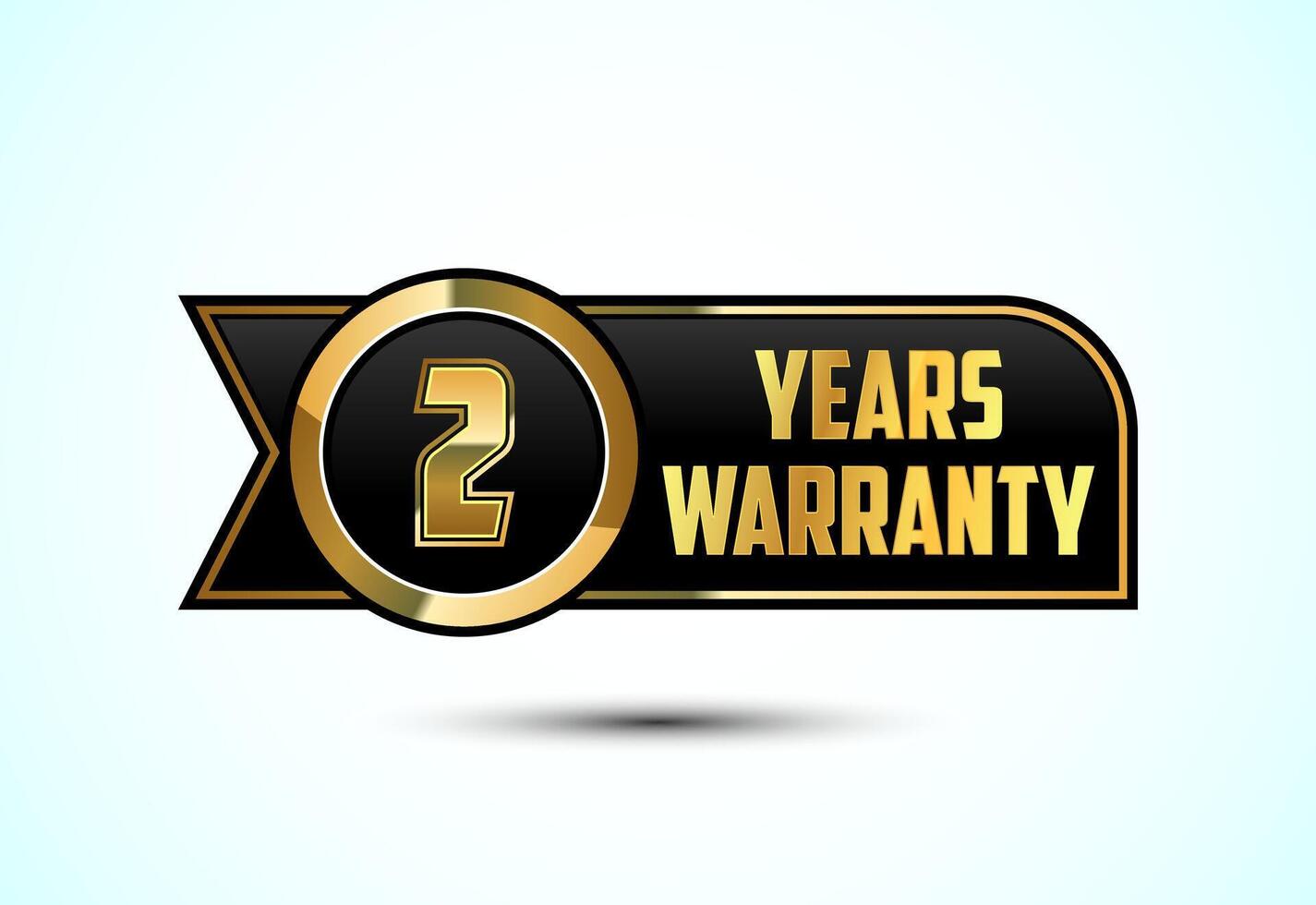 Luxury 2 year warranty label, badge, icon with gold and black color vector