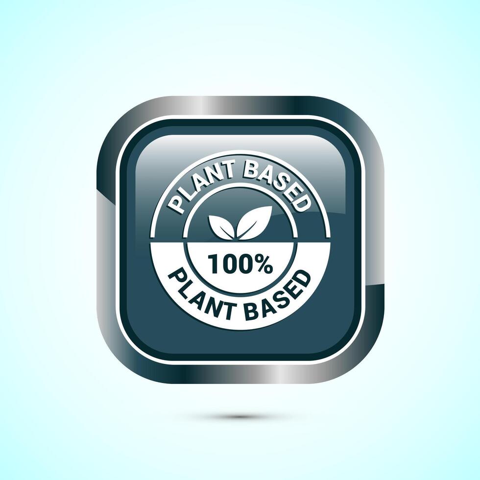 Plant based product icon design illustration. plant based food, natural ingredients. Gray color square button design vector