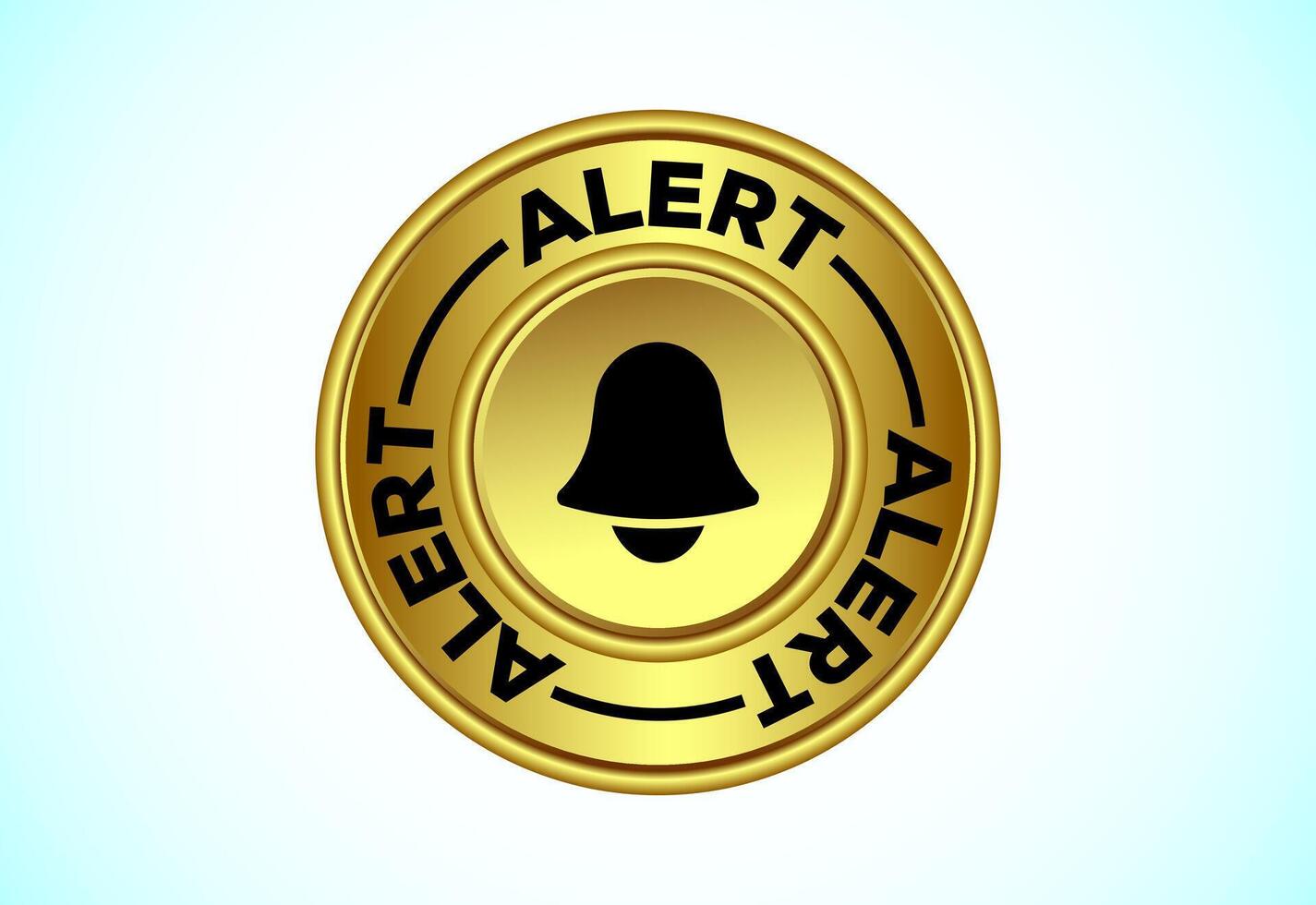 Alert button design gold color style vector