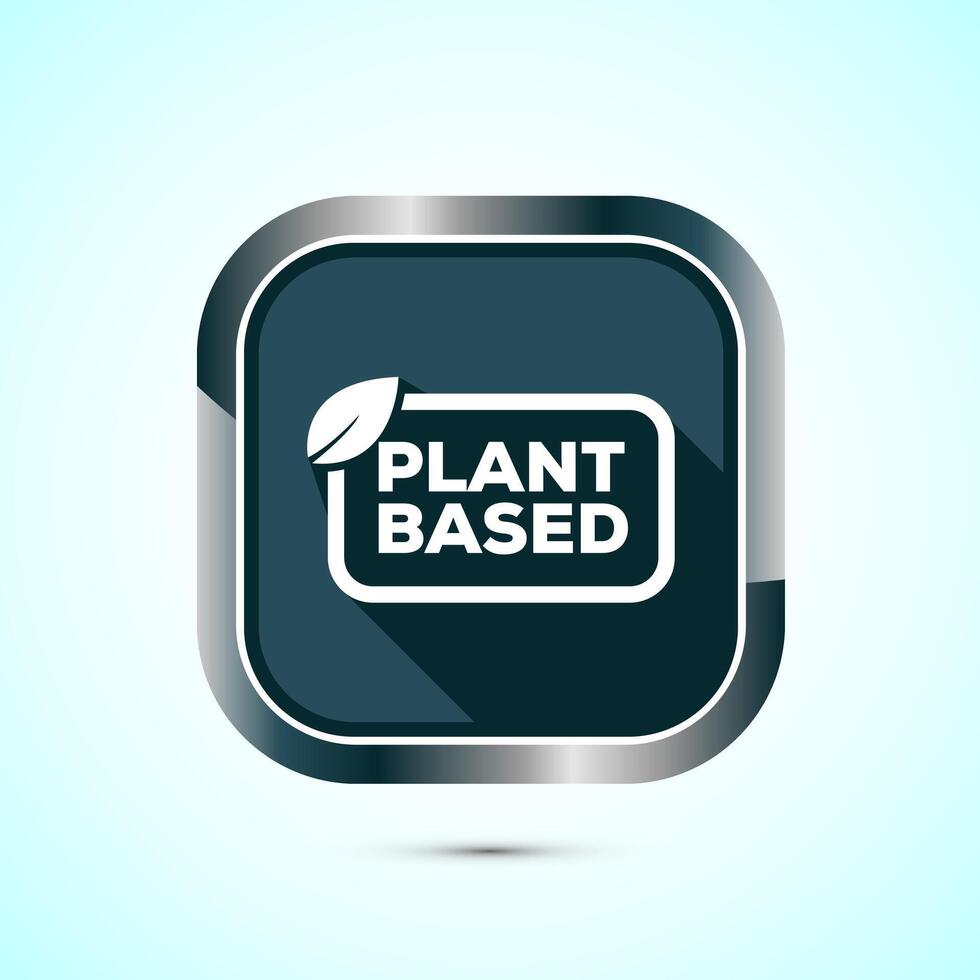 Plant based product icon design illustration. plant based food, natural ingredients. Gray shadow button design vector
