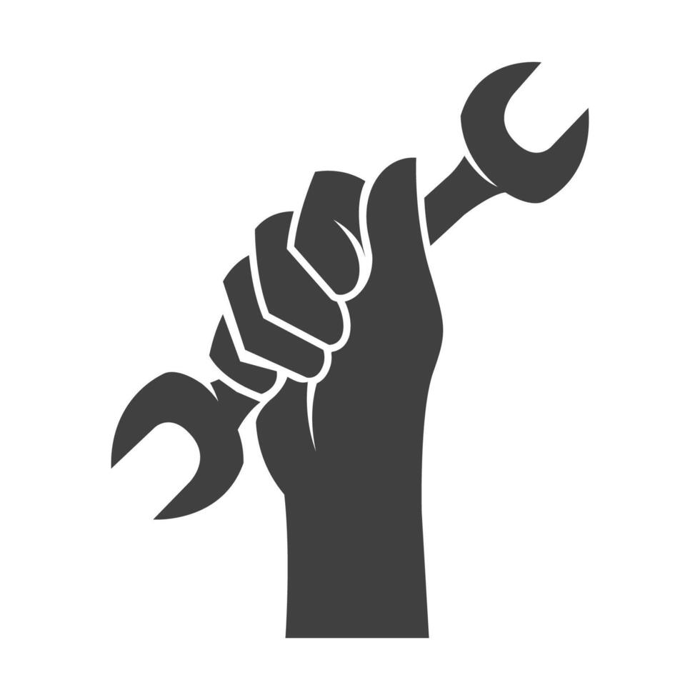 Hand tool icons in black and white. Automotive vehicle maintenance service illustrations vector