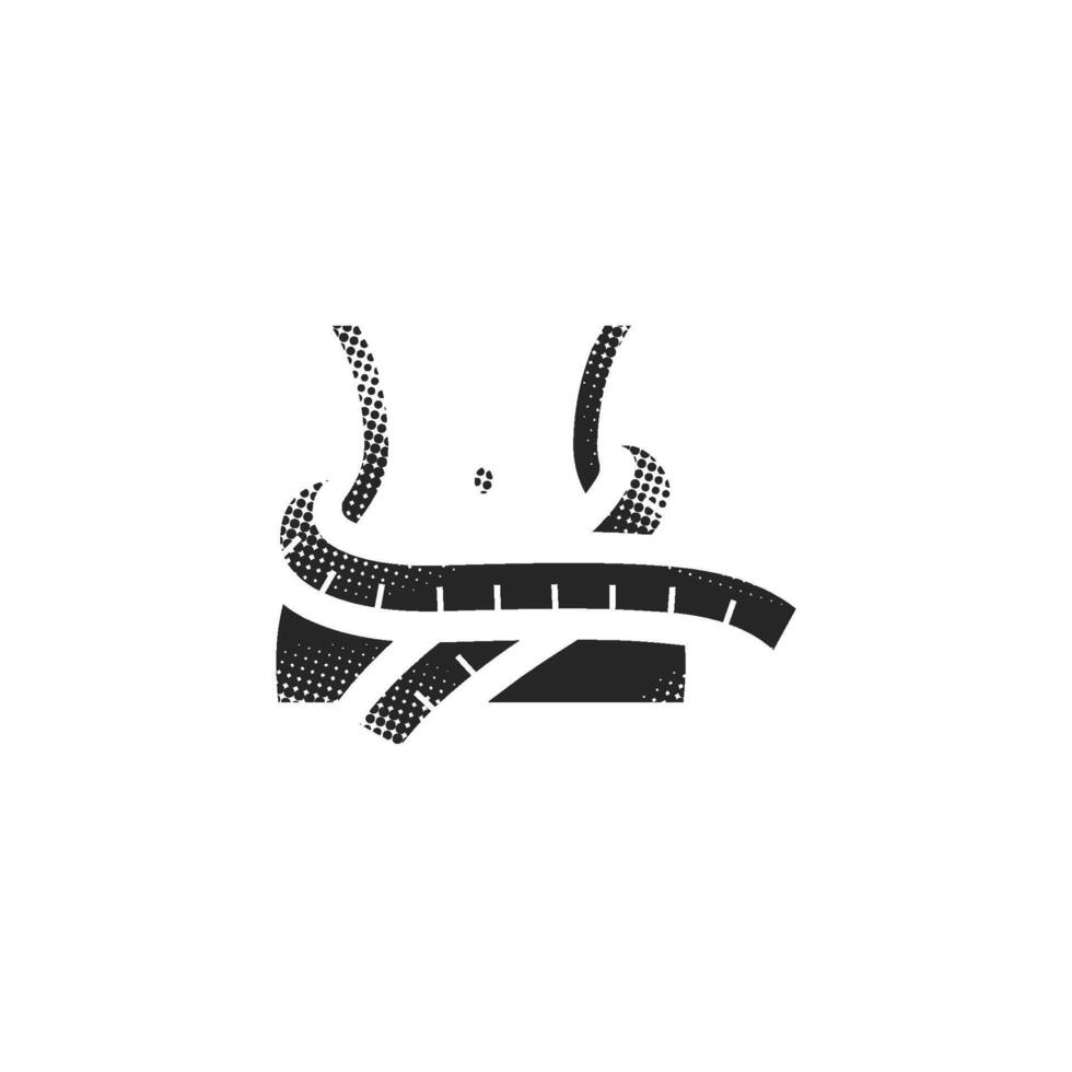 Measure tape icon in halftone style. Black and white monochrome illustration. vector
