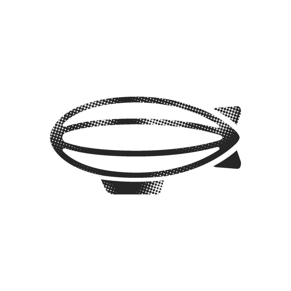 Air ship icon in halftone style. Black and white monochrome illustration. vector