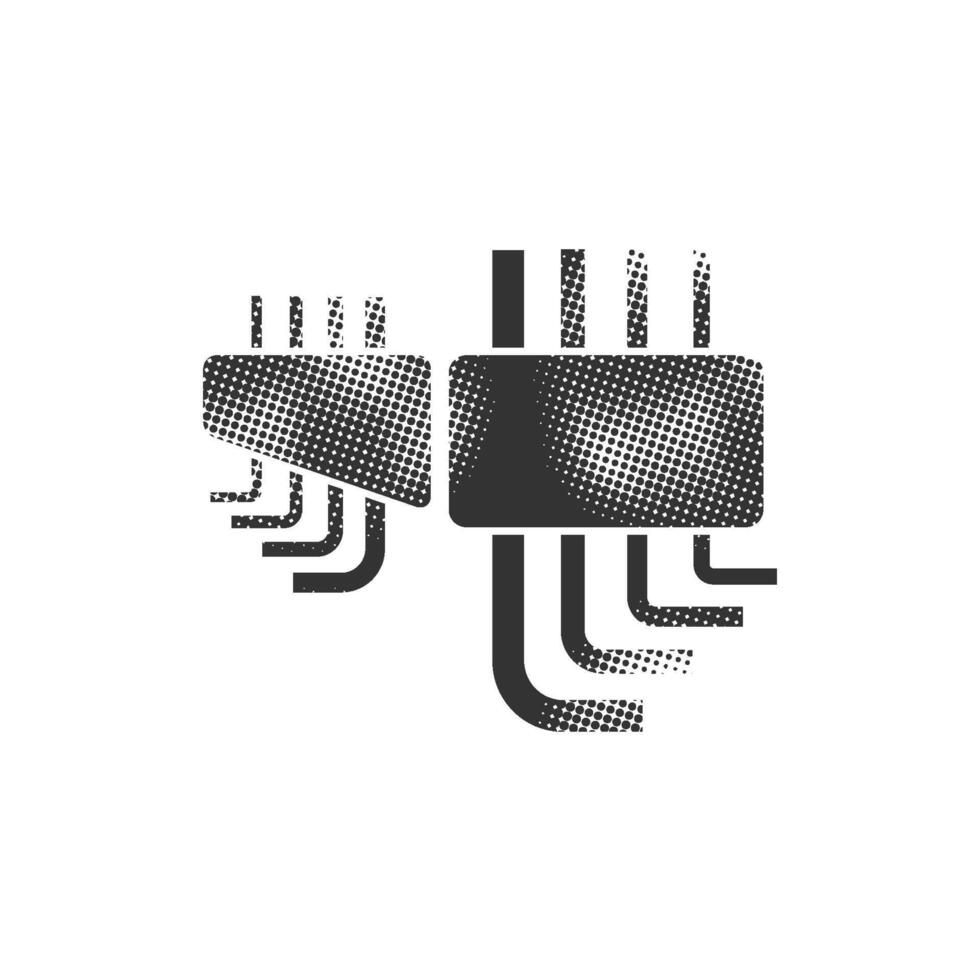 Allen key icons in halftone style. Vehicle maintenance service tools. Black and white monochrome illustration. vector