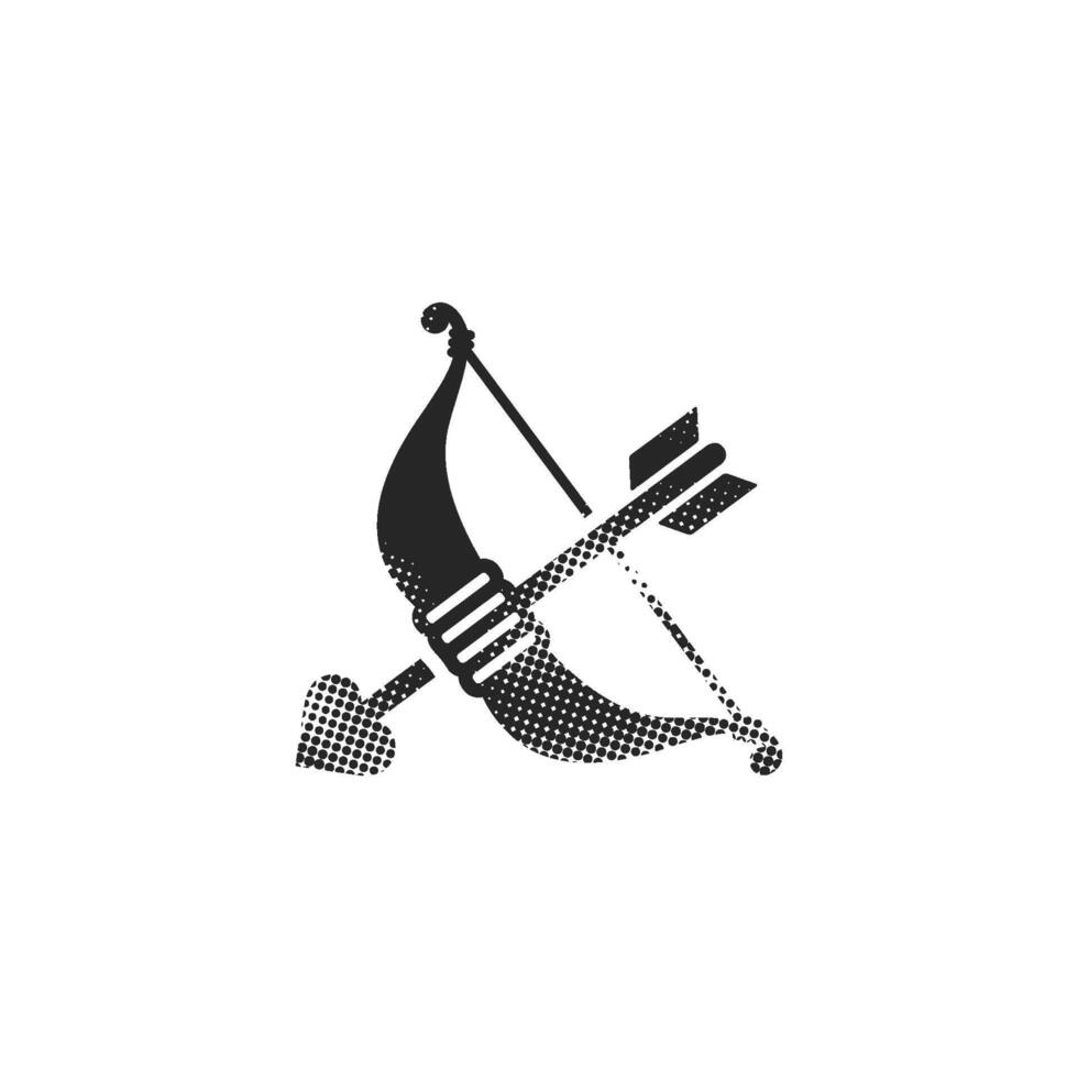 Arrow icon in halftone style. Black and white monochrome vector