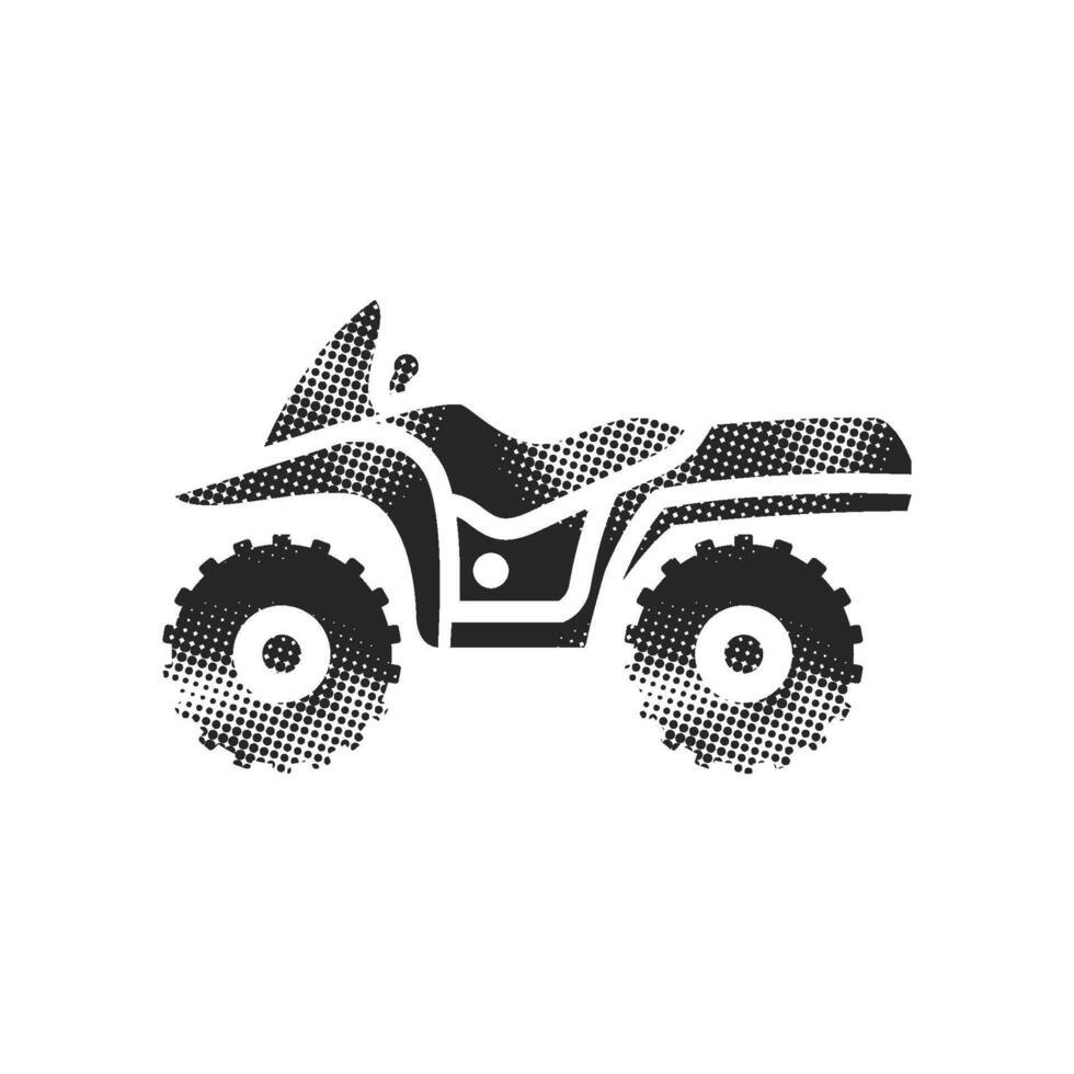All terrain vehicle icon in halftone style. Black and white monochrome illustration. vector