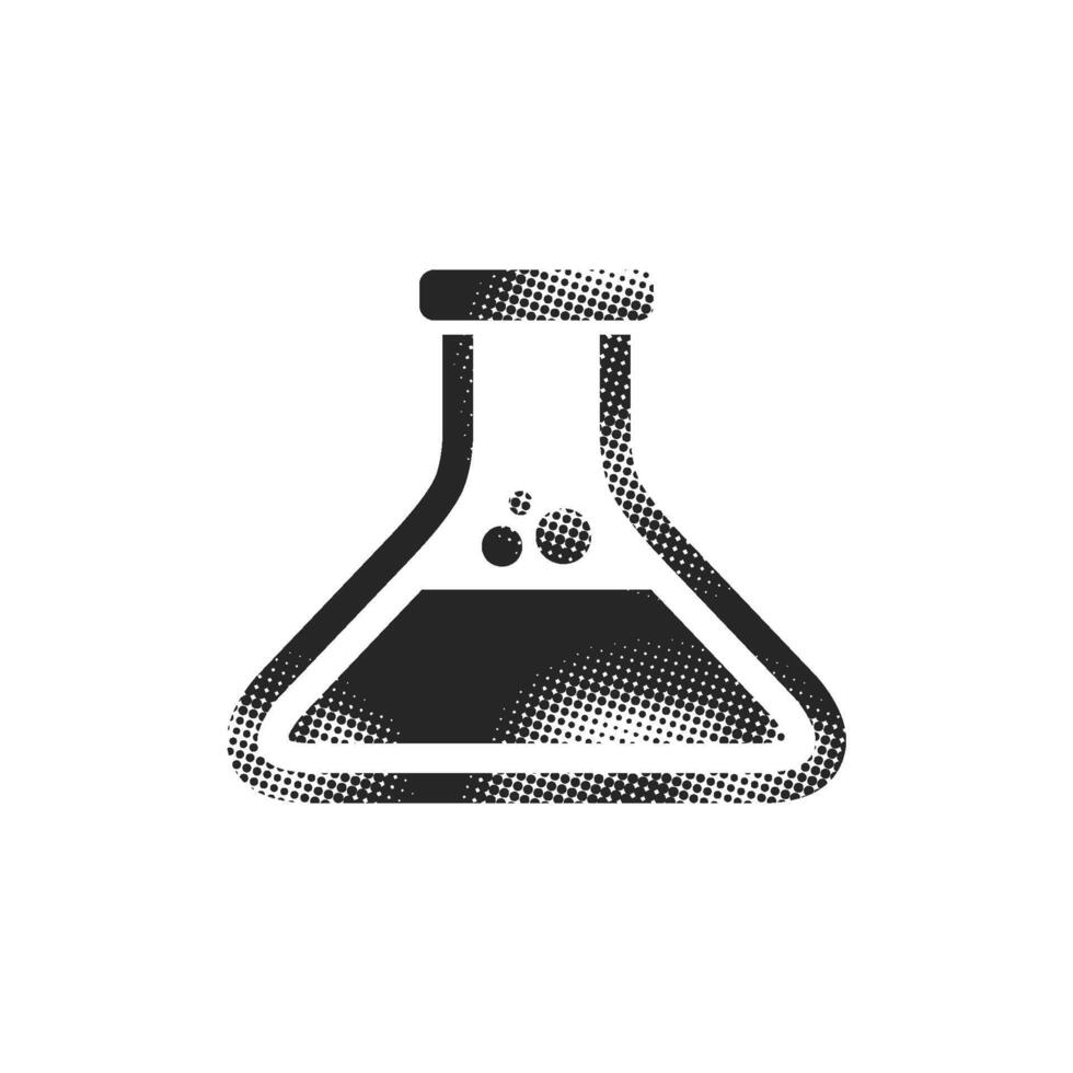 Beaker icon in halftone style. Black and white monochrome vector