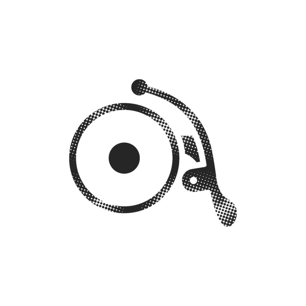 Bicycle bell icon in halftone style. Black and white monochrome illustration. vector