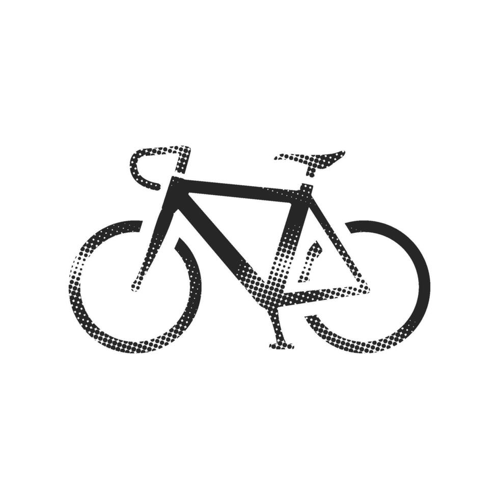 Road bicycle icon in halftone style. Black and white monochrome illustration. vector