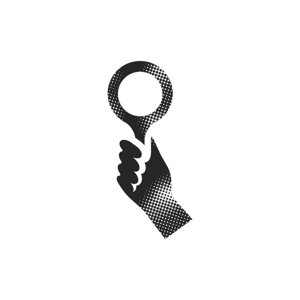 Bidder hand icon in halftone style. Black and white monochrome illustration. vector