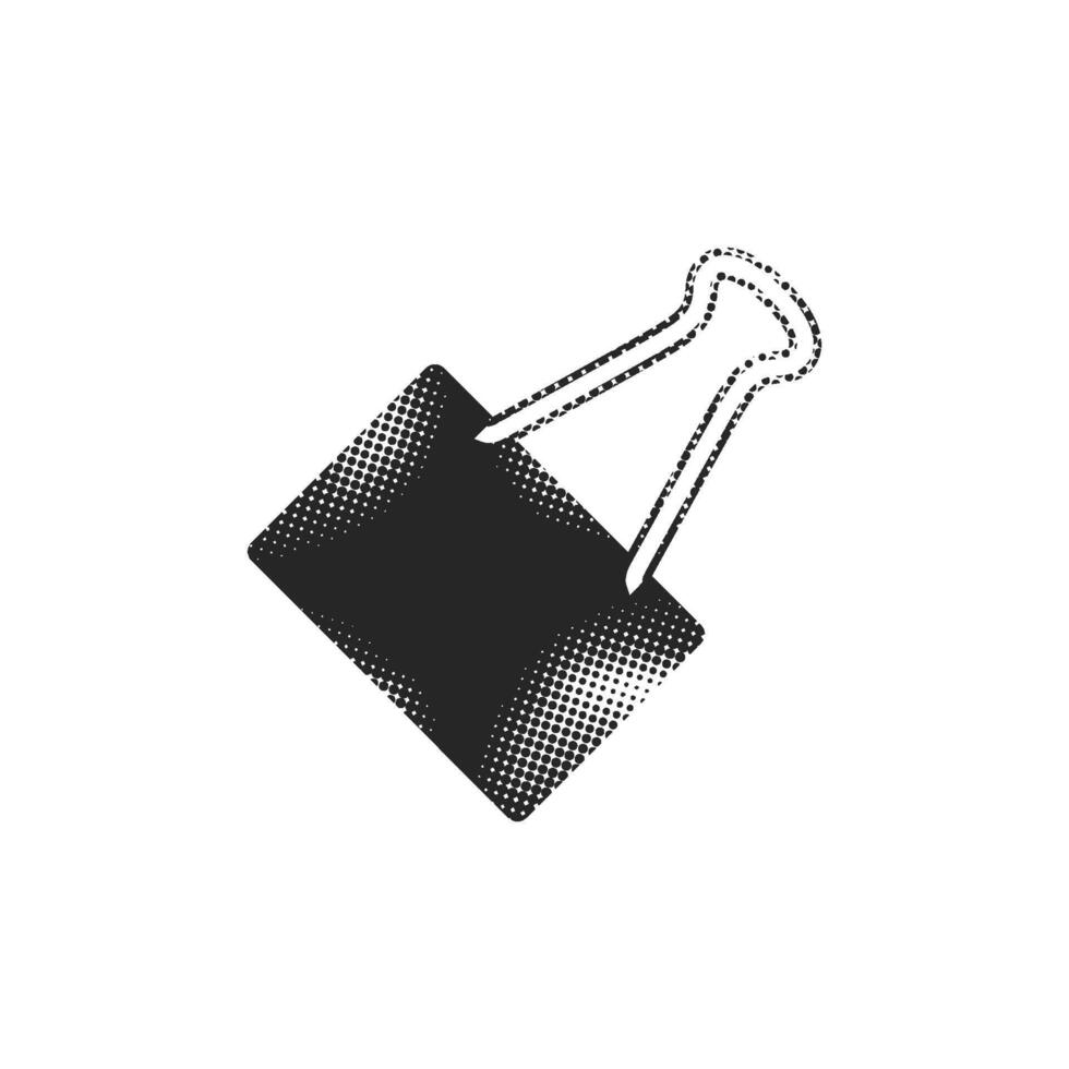 Binder clip icon in halftone style. Black and white monochrome illustration. vector