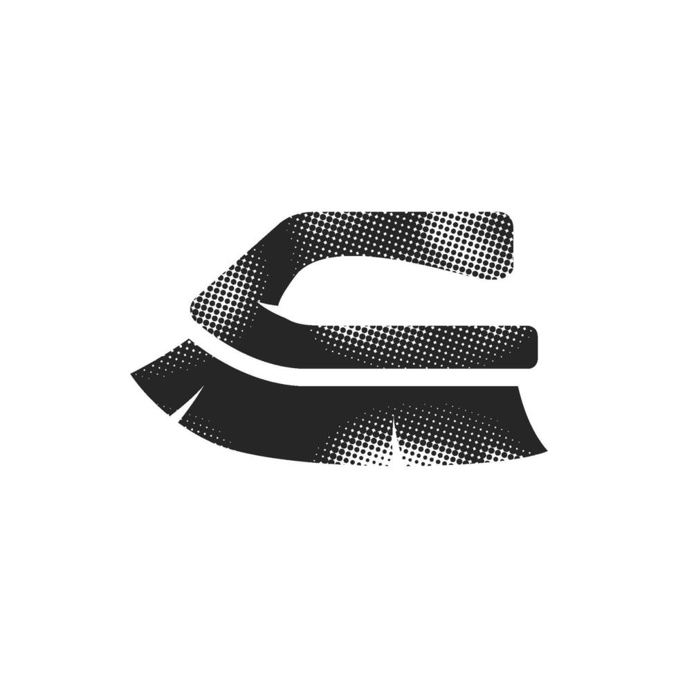 Brush icon in halftone style black and white monochrome vector