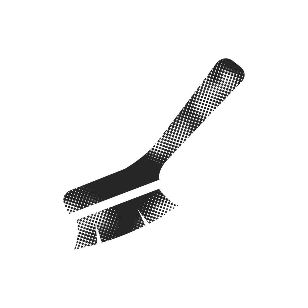 Brush icon in halftone style. Black and white illustration. vector