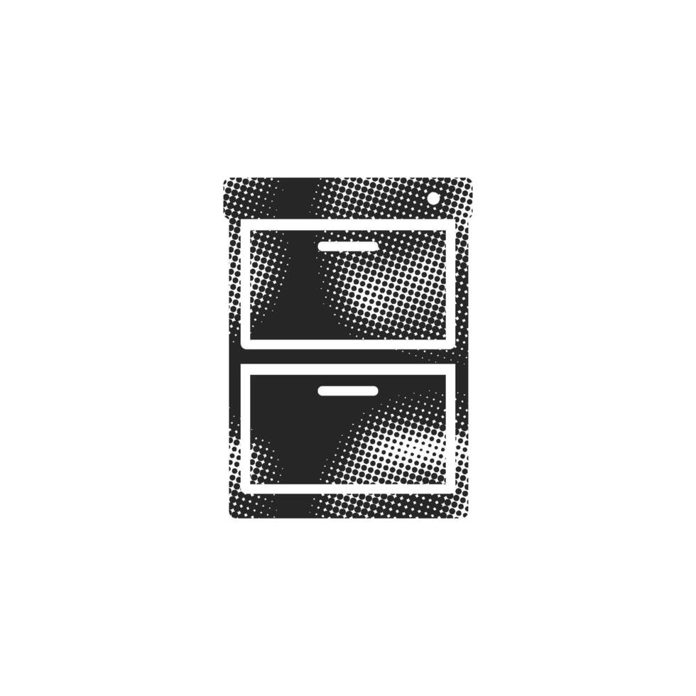 Office cabinet icon in halftone style. Black and white monochrome illustration. vector