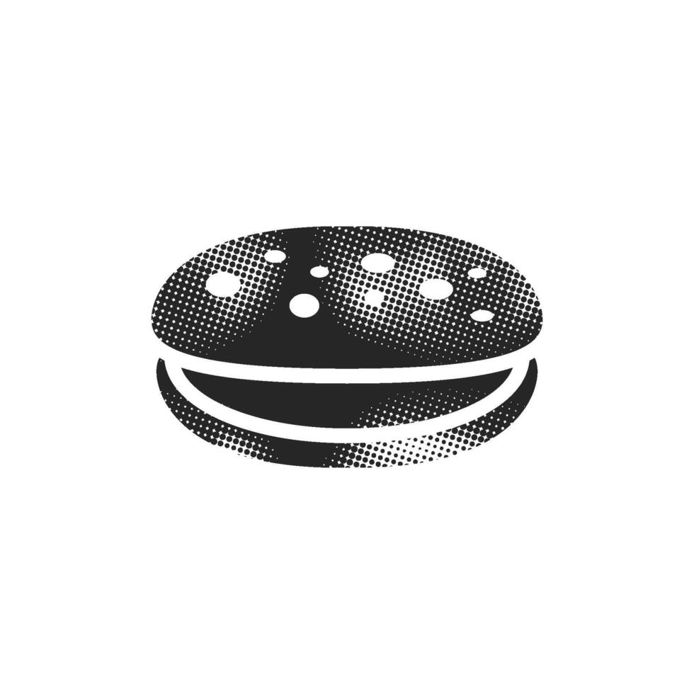 Cake icon in halftone style. Black and white monochrome vector