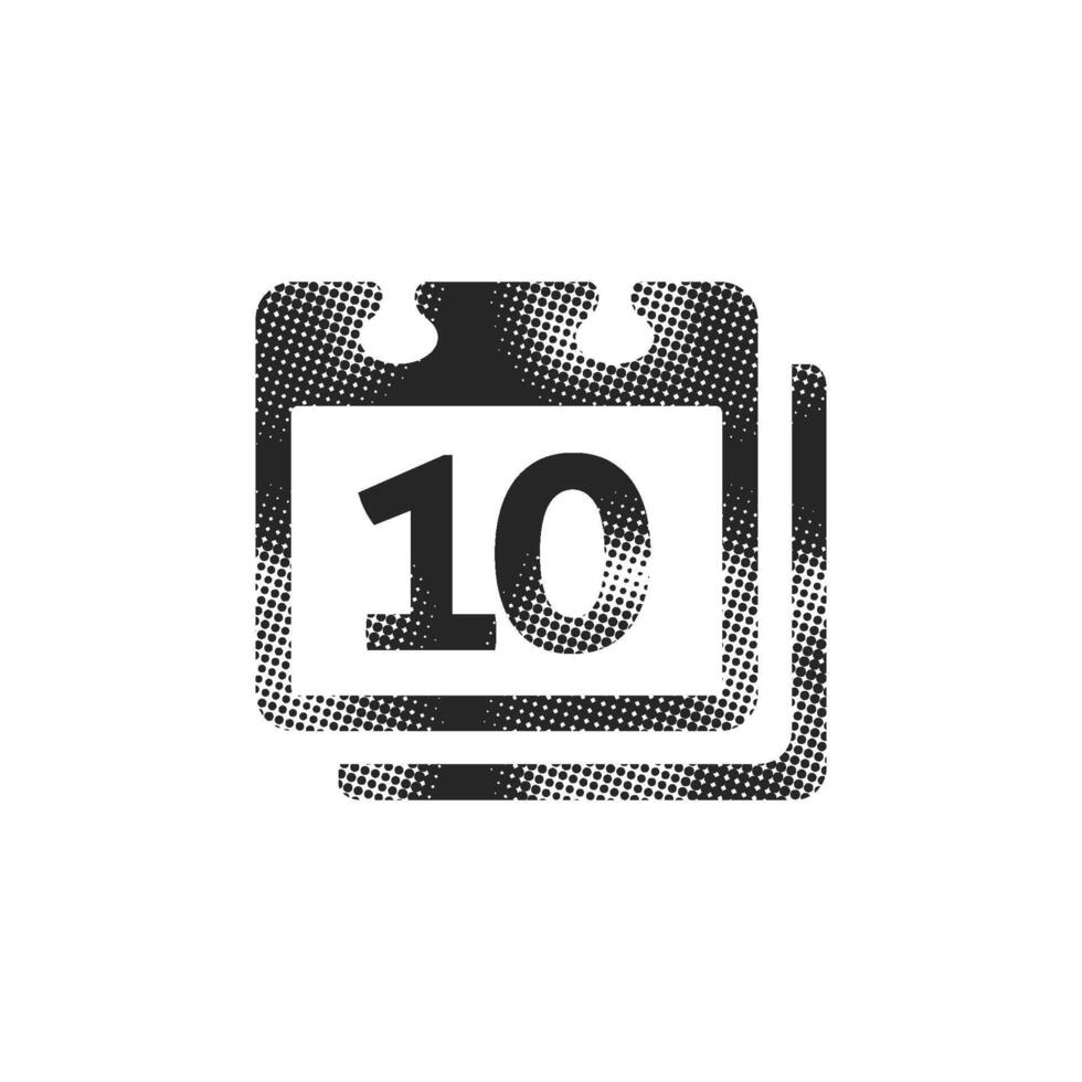 Calendar icon in halftone style. Black and white monochrome illustration. vector