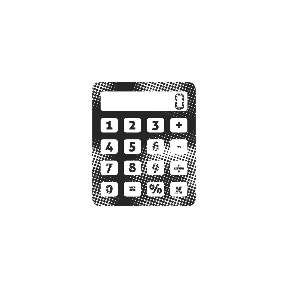 Calculator icon in halftone style. Black and white monochrome illustration vector