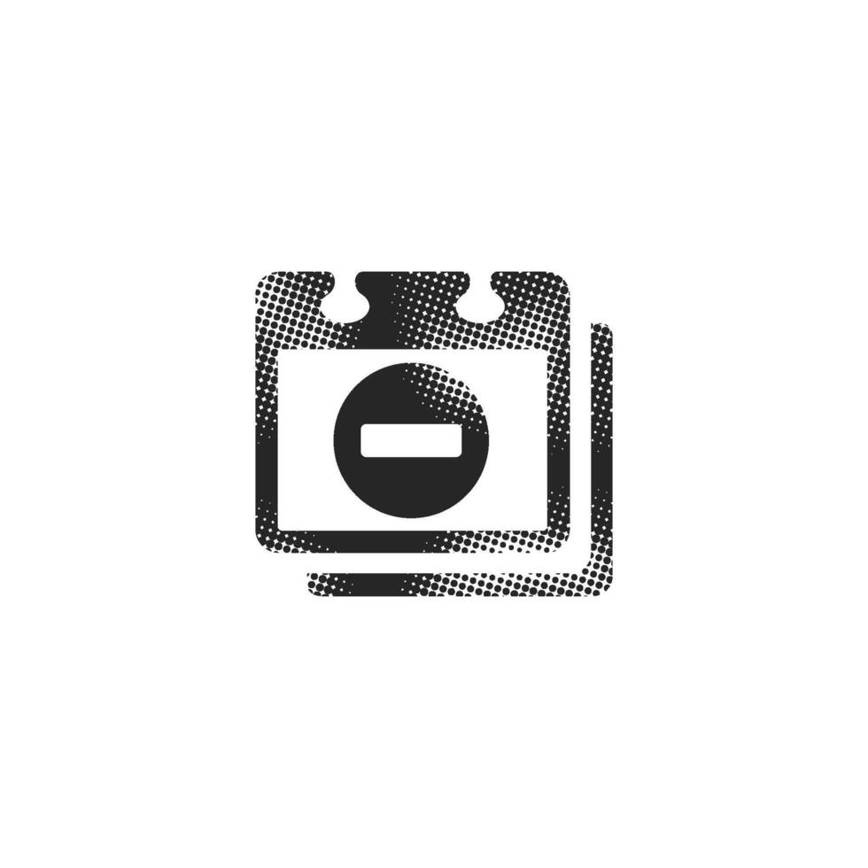 Unavailable label icon in halftone style. Black and white monochrome illustration. vector