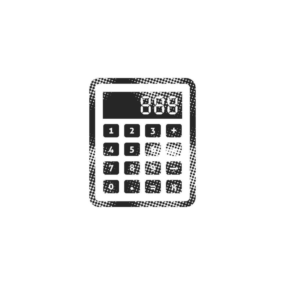 Calculator icon in halftone style. Black and white monochrome illustration. vector