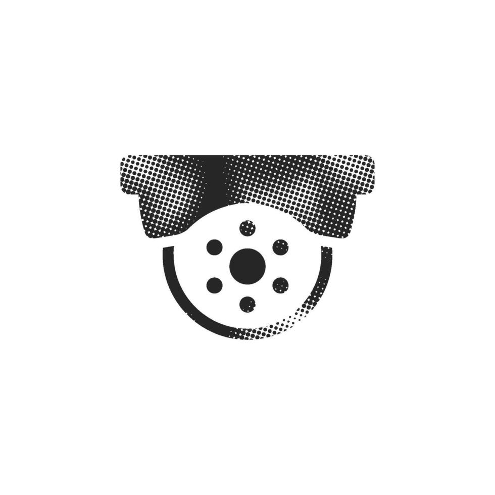 Surveillance camera icon in halftone style. Black and white monochrome illustration. vector