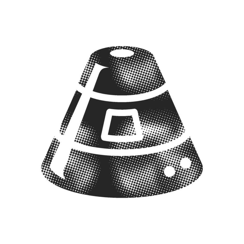 Space capsule icon in halftone style. Black and white monochrome illustration. vector