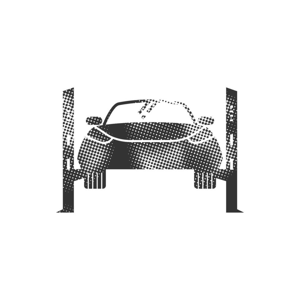 Car jump start icons in halftone style. Automotive vehicle maintenance service. vector