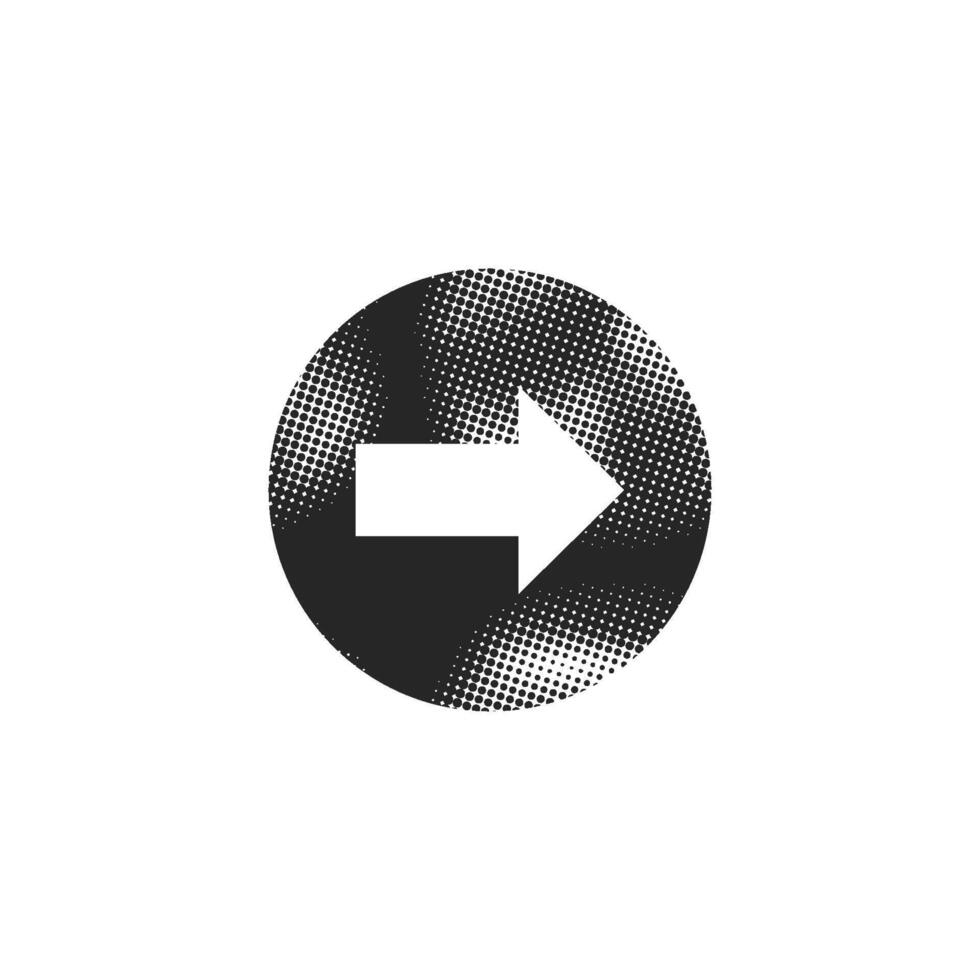 Arrow icon in halftone style. Black and white monochrome illustration. vector