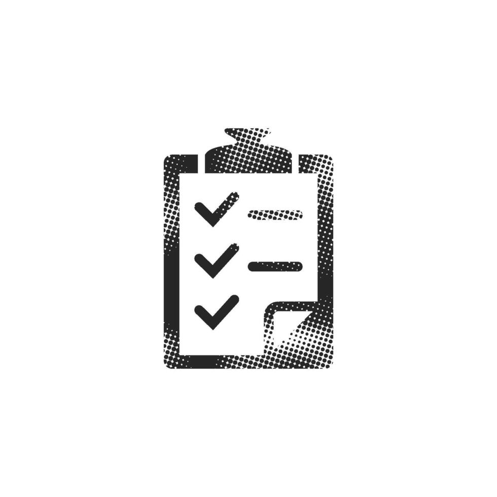 Checklist icon in halftone style. Black and white monochrome vector