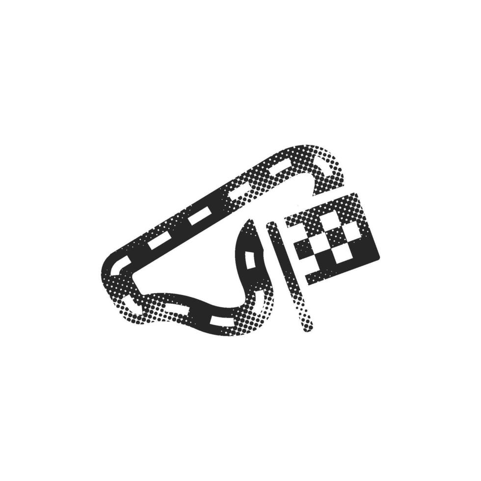 Race circuit icon in halftone style. Black and white monochrome illustration. vector