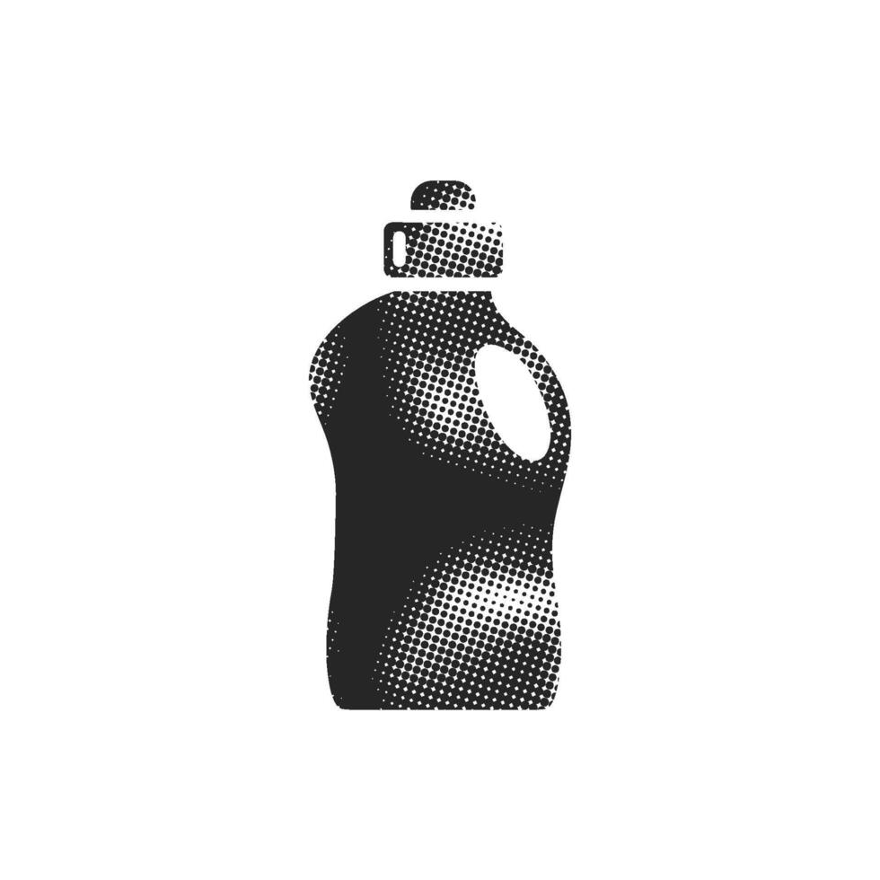 Detergent bottle icon in halftone black and white monochrome illustration. vector