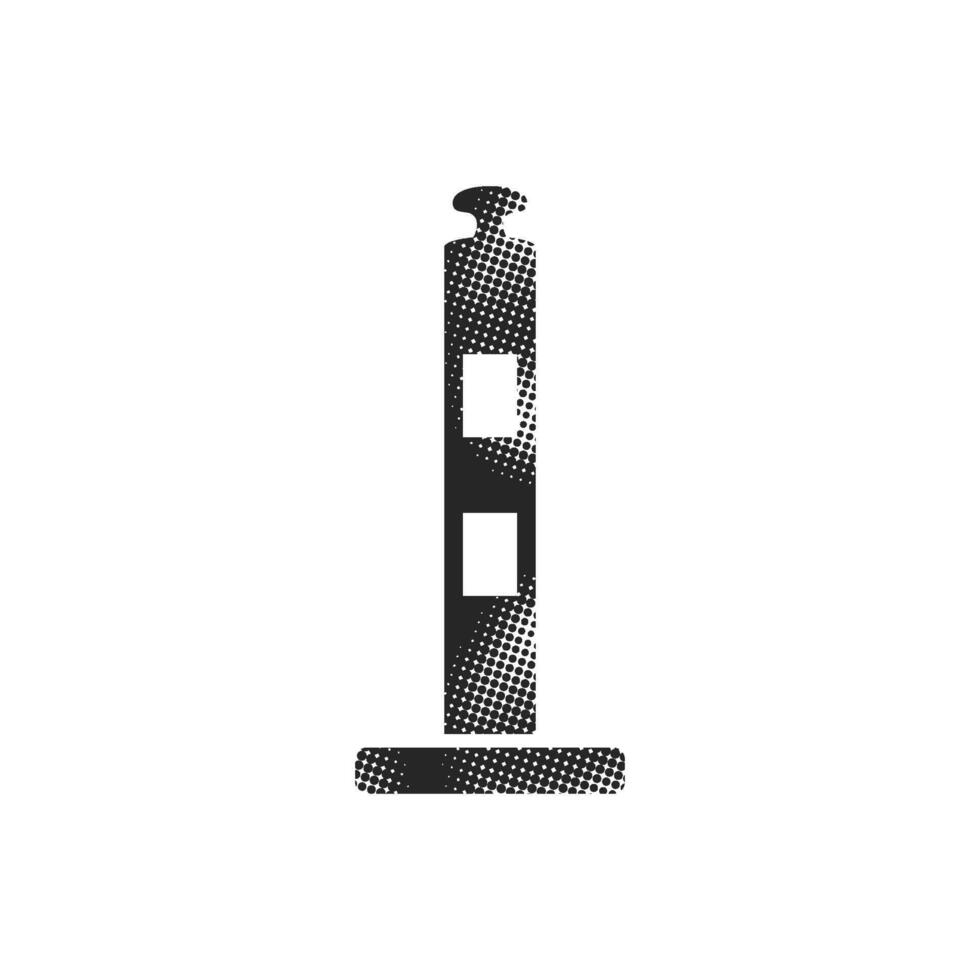 Traffic cone icon in halftone style. Black and white monochrome illustration. vector