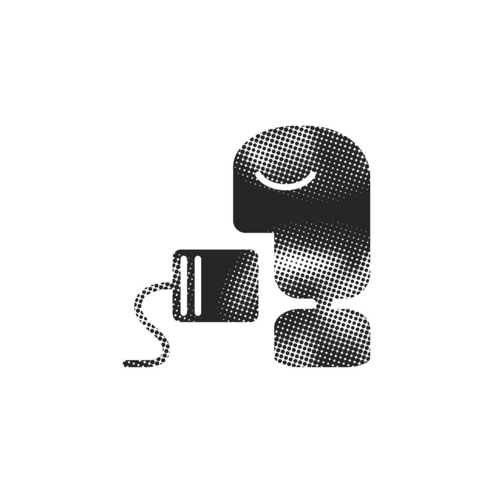 Can phone icon in halftone style. Black and white monochrome illustration. vector