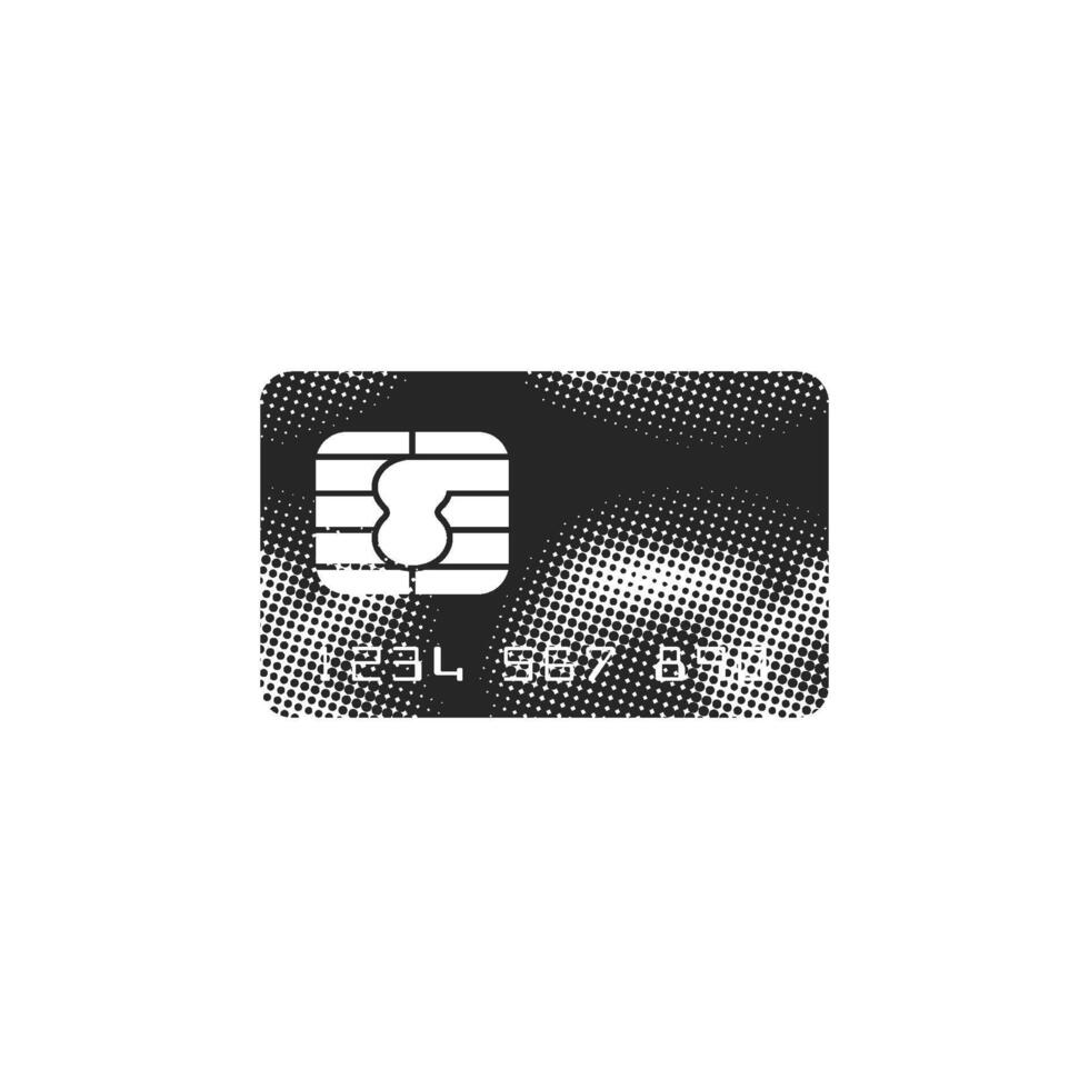 Credit card icon in halftone style. Black and white monochrome illustration. vector