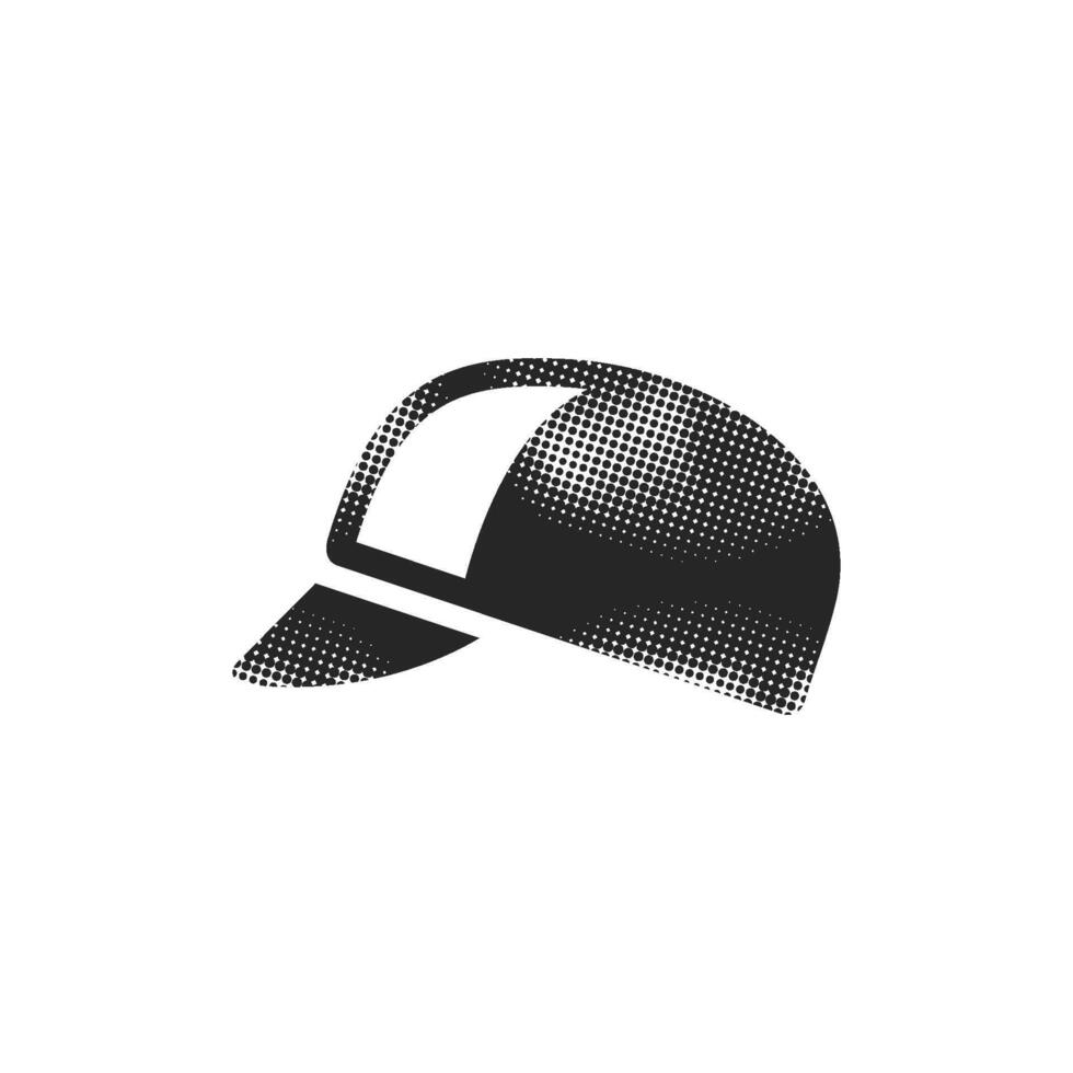 Cycling hat icon in halftone style. Black and white monochrome illustration. vector
