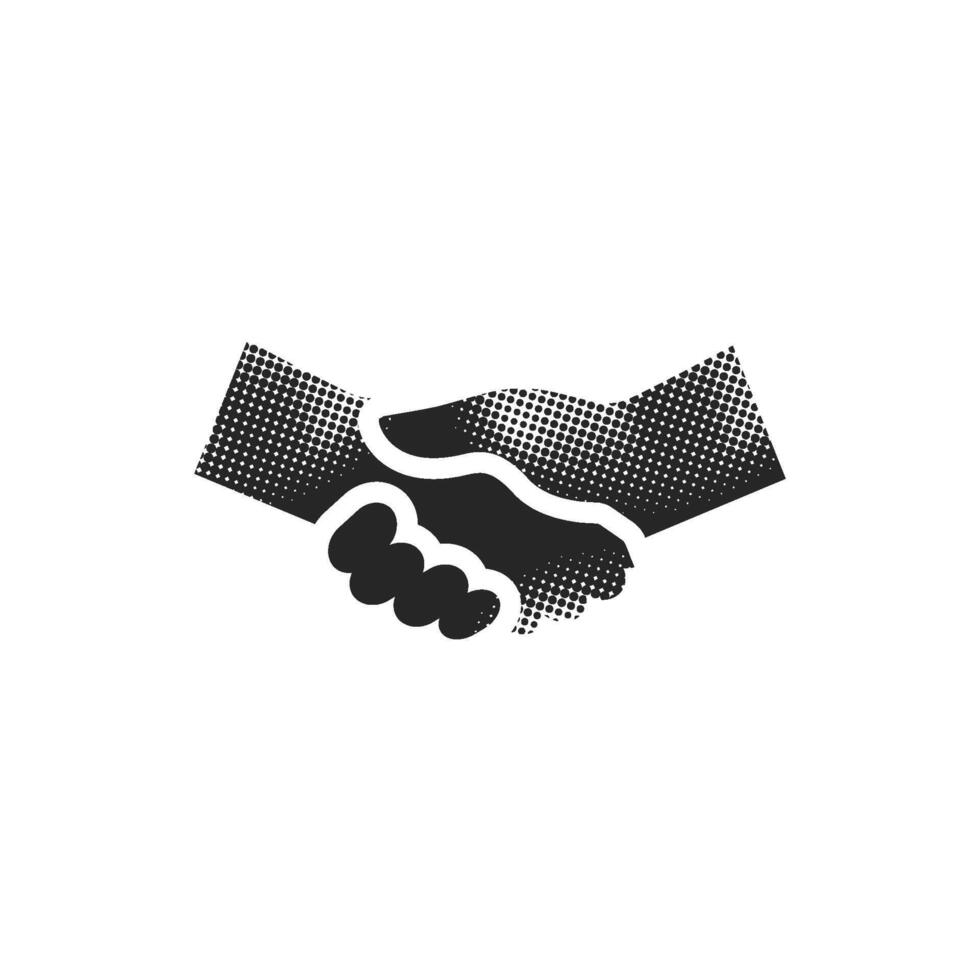 Handshake icon in halftone style. Black and white monochrome illustration. vector
