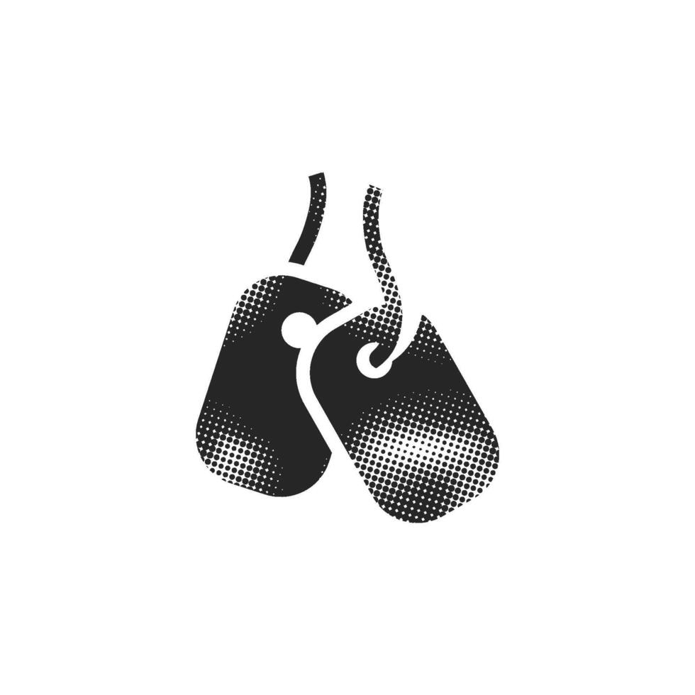 Dog tags icon in halftone style. Black and white monochrome illustration. vector