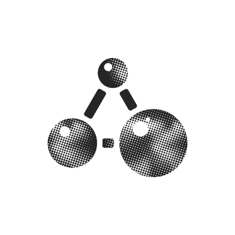 Connected dots icon in halftone style. Black and white monochrome illustration. vector