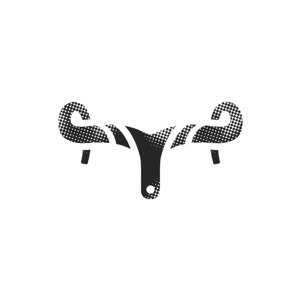 Bicycle drop bar icon in halftone style. Black and white monochrome illustration. vector