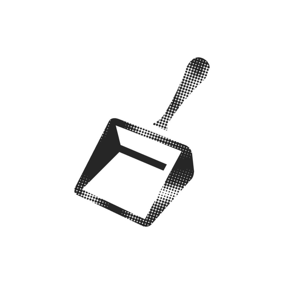 Dustpan icon in halftone style. Black and white monochrome illustration. vector