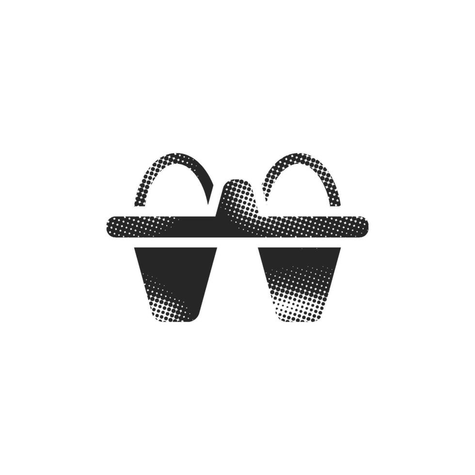 Egg card box icon in halftone style. Black and white monochrome illustration. vector