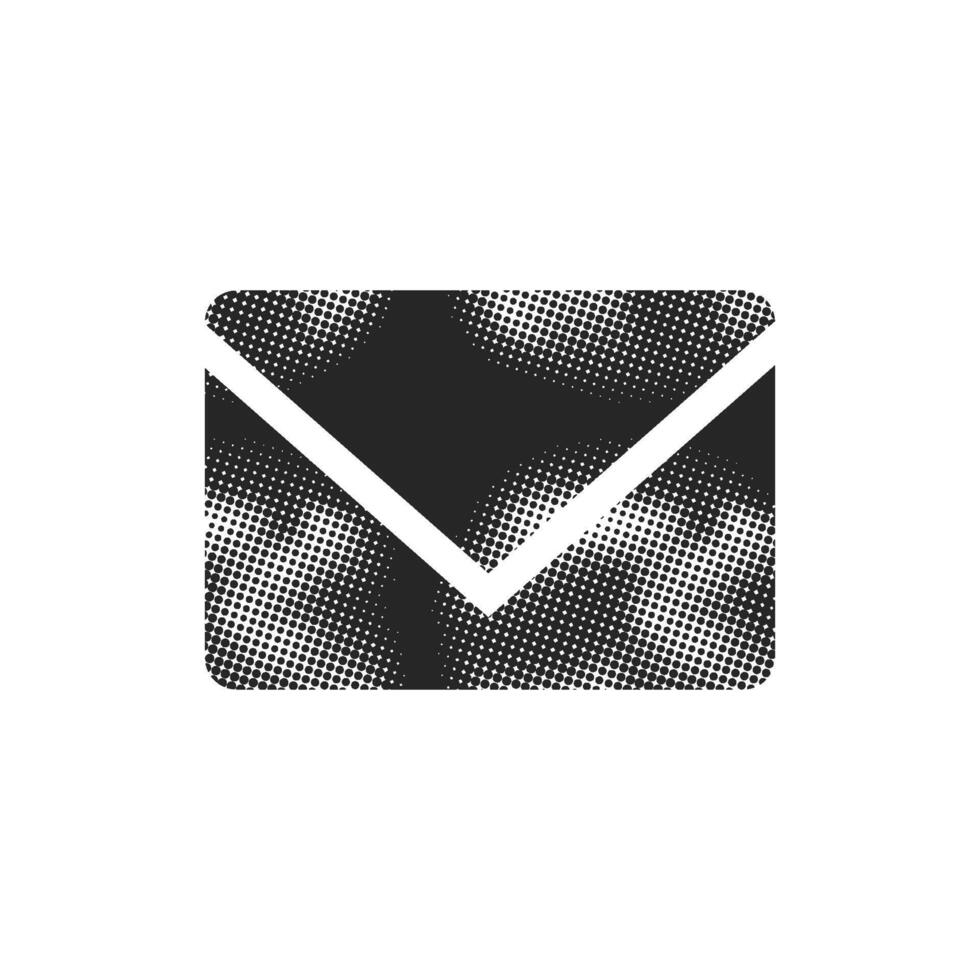 Envelope icon in halftone style. Black and white monochrome illustration. vector