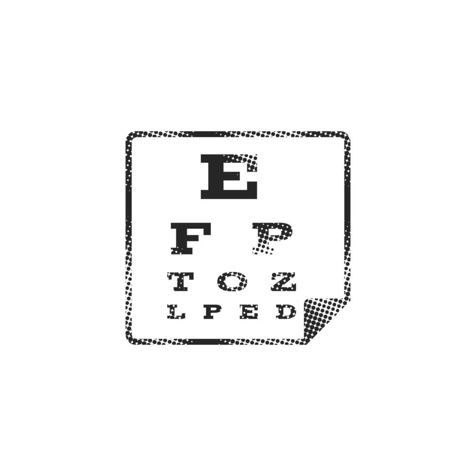 Eye test page icon in halftone style. Black and white monochrome illustration. vector