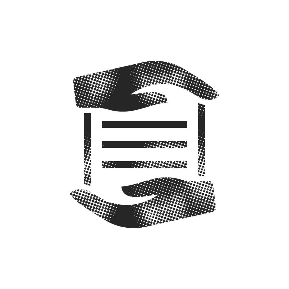 Data protection icon in halftone style. Black and white monochrome illustration. vector