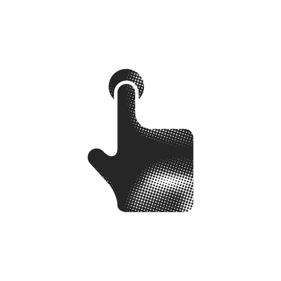 Finger gesture icon in halftone black and white monochrome illustration. vector