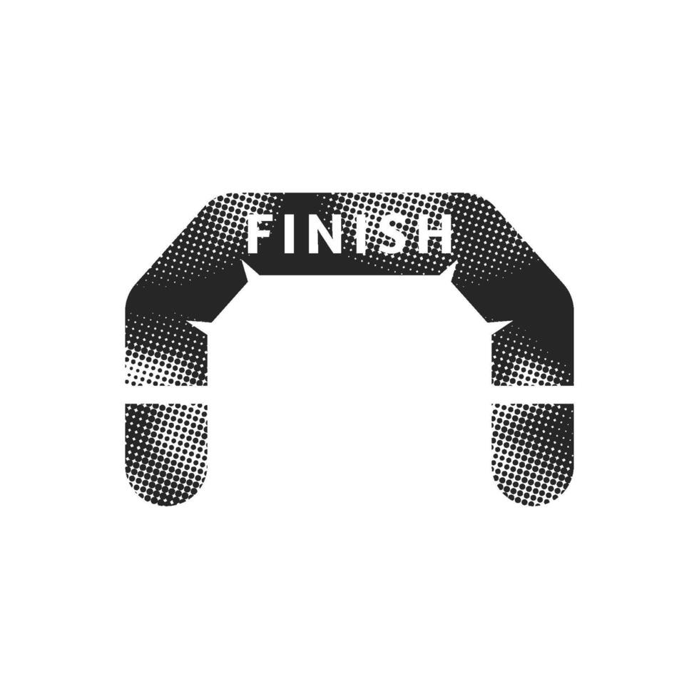Finish line icon in halftone style. Black and white illustration. vector