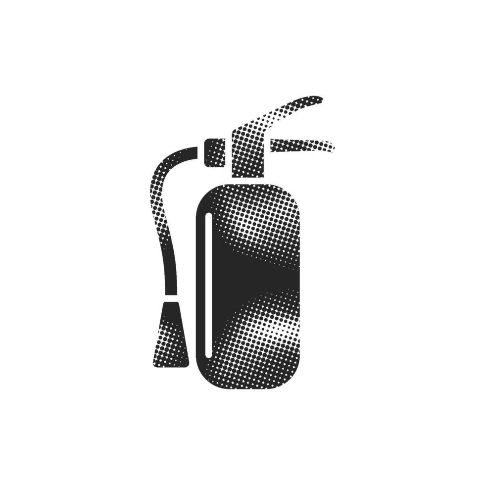 Fire extinguisher icon in halftone style. Black and white monochrome illustration. vector